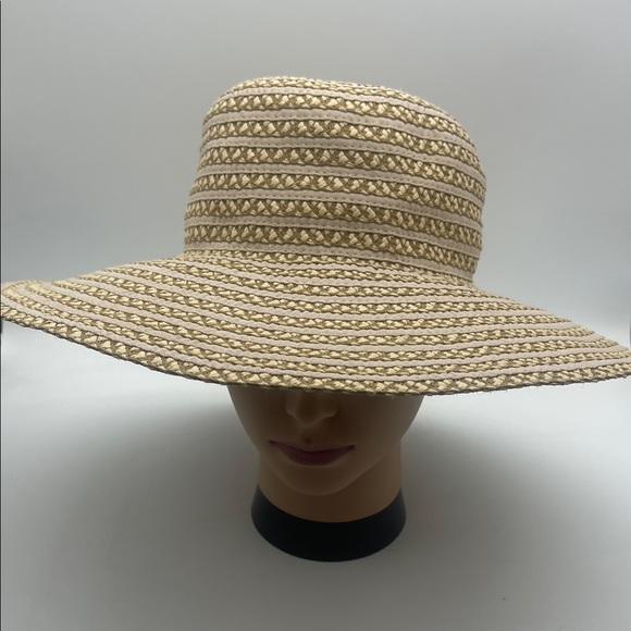 Eric Javits New York Straw Hat Sunhat Packable Wide Brim UPF 50+ Stripes - Picture 2 of 11
